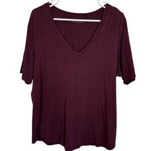 Universal Standard V Rex Tee Shirt Black Cherry Medium (18-20) Pima Modal